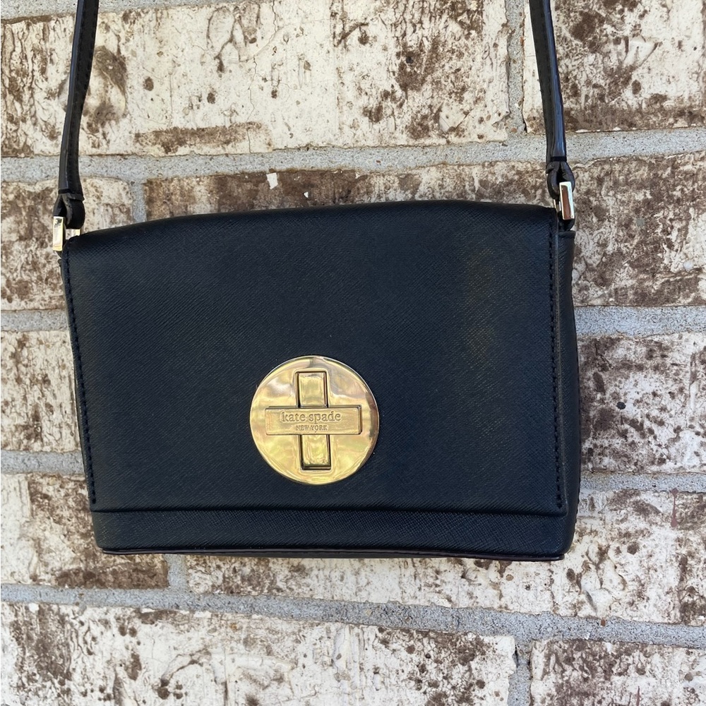 Kate Spade Black Crossbody with Gold Accent